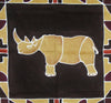 Rhino African Table Overlay Wall Hanging Brown Gold Chocolate Wine Hand Painted - 29" X 29" - Cultures International From Africa To Your Home