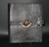 Leather Black Album Portfolio Cover Bronze Lion Medallion - Cultures International From Africa To Your Home