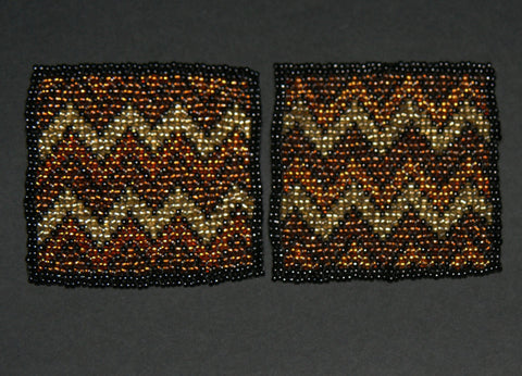 Beaded Coasters Handmade South Africa Set of 2 Zig Zag Tribal Pattern