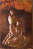 African Copper Art  Tribal Women Braiding Hair Nurturing Child - Congo - 15.5" X 23.5" - Cultures International From Africa To Your Home