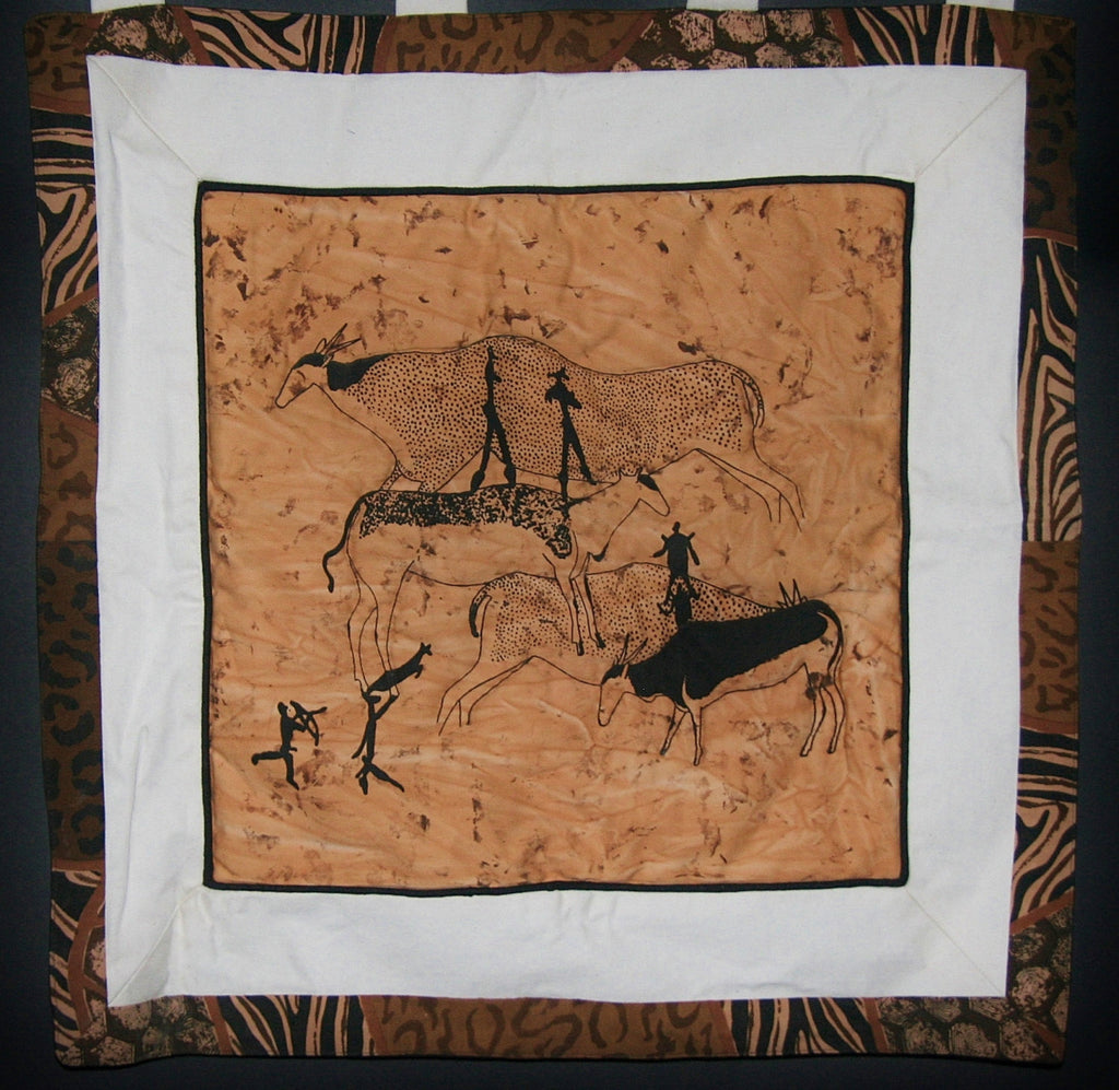 Wall Hanging African Bushman Cave Art 25" X 29" - Cultures International From Africa To Your Home