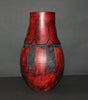 African Clay Red Black Vase II Tribal Design Black Beads Handcrafted  13" H X 9" W - Cultures International From Africa To Your Home