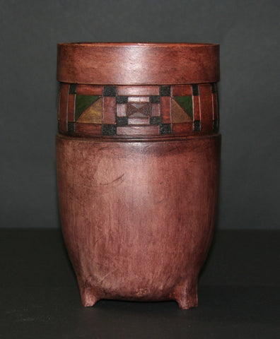 African Ceramic Vessel Ancient Tribal Designs 9" H X 5.5" W X 17.5" C
